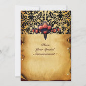 DAMASK PARCHMENT UND PINK KORALE ROSE EINLADUNG (Rückseite)