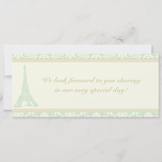 Damask Paris Boarding Pass Einladung Hochzeit (Rückseite)