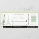 Damask Paris Boarding Pass Einladung Hochzeit (Vorne/Hinten)