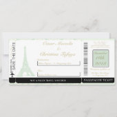 Damask Paris Boarding Pass Einladung Hochzeit (Vorderseite)