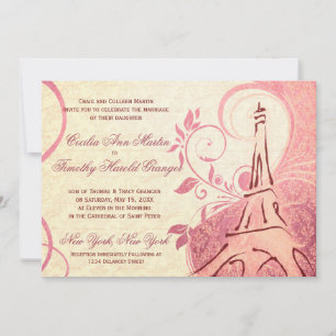 Damask Parisienne - Honeysuckle & Ivory Wedding Einladung