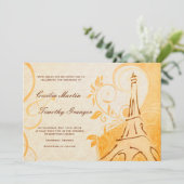 Damask Parisienne - Marmalade & Fall Spice Wedding Einladung (Stehend Vorderseite)
