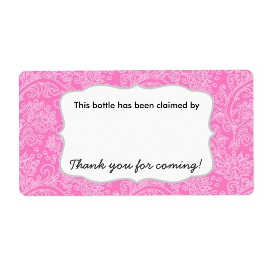 Damask Party Bierwasser Soda Flaschenname Tags (Vorne)