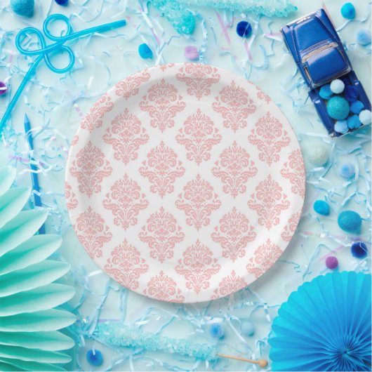 Damask Pastel Pink Peach Party Papierplatte Pappteller (Party)
