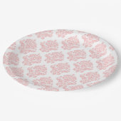 Damask Pastel Pink Peach Party Papierplatte Pappteller (Schrägansicht)