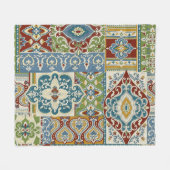 Damask Patchwork: Farbiges türkisches Vintag. Fleecedecke (Vorderseite (Horizontal))