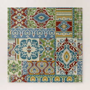 Damask Patchwork: Farbiges türkisches Vintag. Puzzle