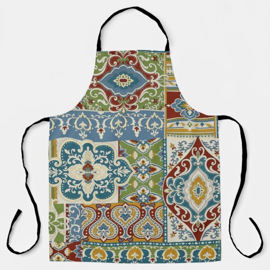 Damask Patchwork: Farbiges türkisches Vintag. Schürze (Vorderseite)