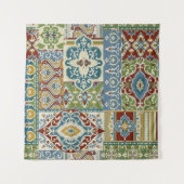 Damask Patchwork: Farbiges türkisches Vintag. Wandteppich (Vorderseite (Horizontal))