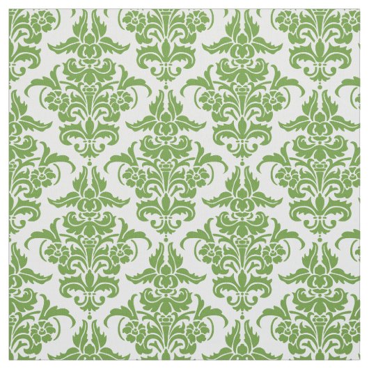 Damask Pattern - Avocado Green on White Stoff (Muster)