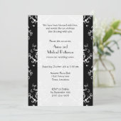 Damask Pattern, Black and White, Vow Renewal Einladung (Stehend Vorderseite)