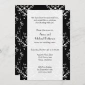 Damask Pattern, Black and White, Vow Renewal Einladung (Vorne/Hinten)