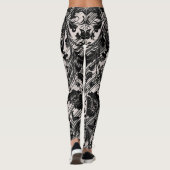 Damask Pattern | Black & Natural Beige Leggings (Rückseite)