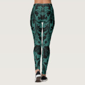 Damask Pattern | Black & Teal Leggings (Rückseite)