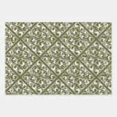 Damask Pattern Green Red White Christmas Geschenkpapier Set (Vorderseite 3)