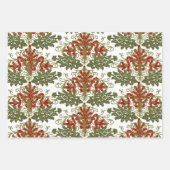 Damask Pattern Green Red White Christmas Geschenkpapier Set (Vorderseite 2)