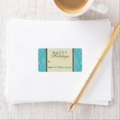 Damask Pattern Holiday Geschenk Tag (aqua/braun) Adressaufkleber (Insitu)