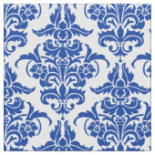 Damask Pattern - Navy Blue on White Stoff (Nahaufnahme)