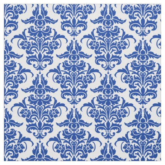 Damask Pattern - Navy Blue on White Stoff (Muster)