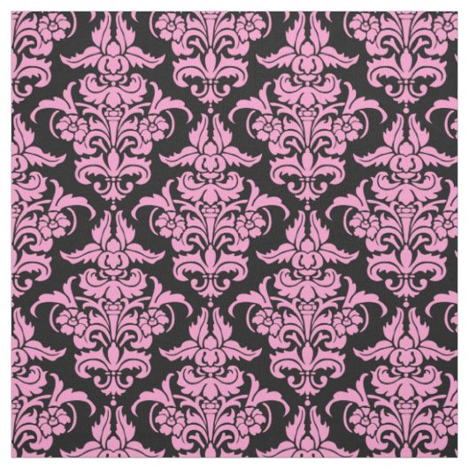 Damask Pattern - Pink auf schwarz Stoff (Muster)