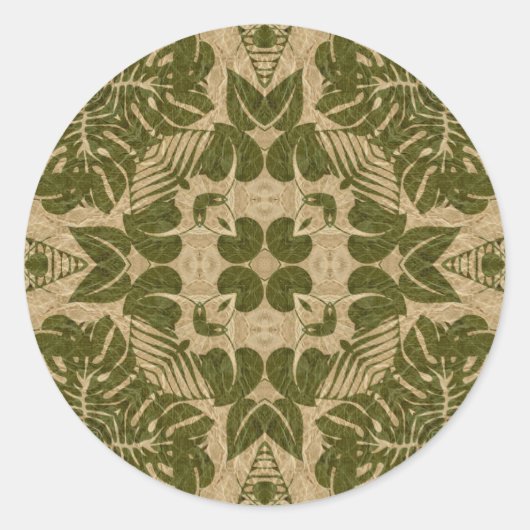 Damask Pattern Runder Aufkleber (Vorderseite)