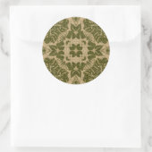 Damask Pattern Runder Aufkleber (Tasche)