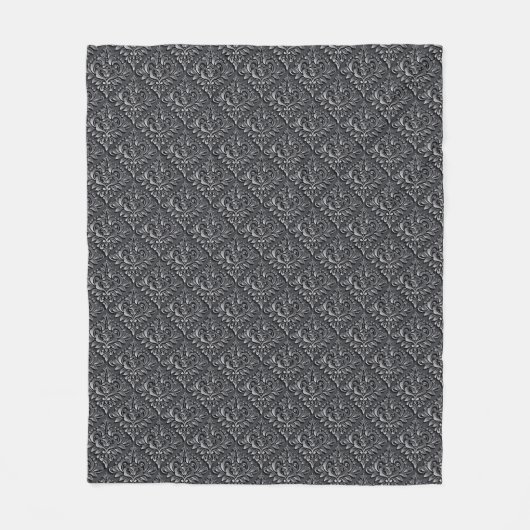Damask Pattern Schwarzer Hintergrund-23961 Fleecedecke (Vorderseite)