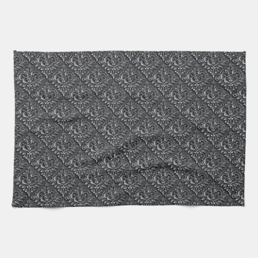 Damask Pattern Schwarzer Hintergrund-23961 Geschirrtuch (Horizontal)