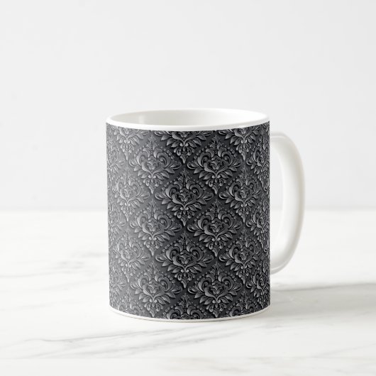 Damask Pattern Schwarzer Hintergrund-23961 Kaffeetasse (VorderseiteRechts)