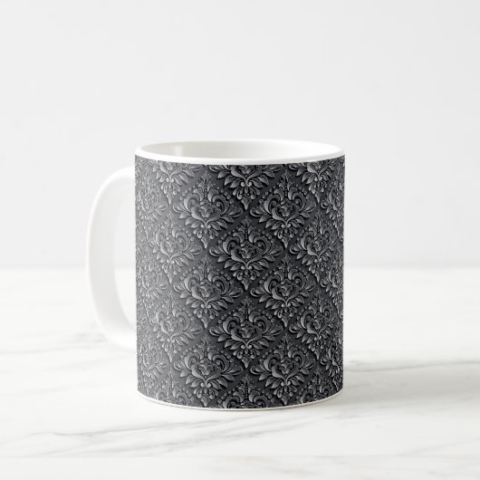 Damask Pattern Schwarzer Hintergrund-23961 Kaffeetasse (Vorderseite Links)