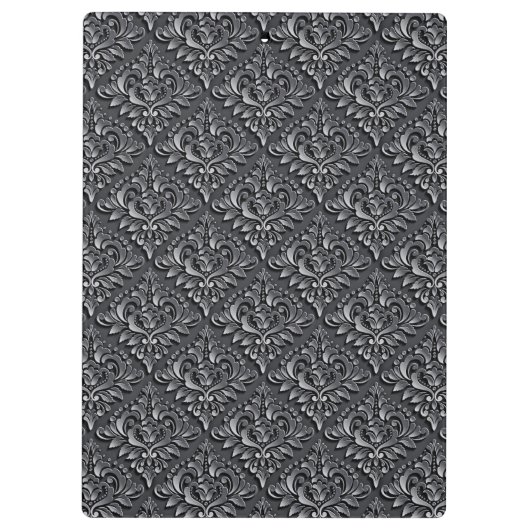 Damask Pattern Schwarzer Hintergrund-23961 Klemmbrett (Rückseite)