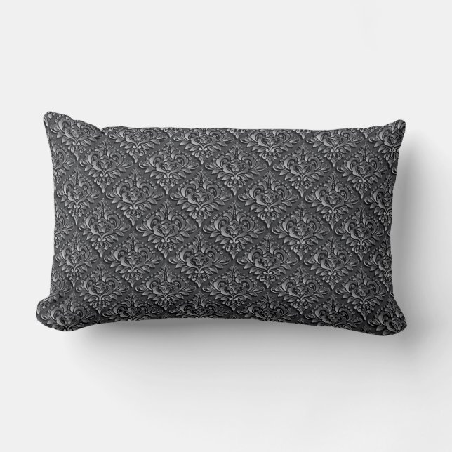 Damask Pattern Schwarzer Hintergrund-23961 Lendenkissen (Vorderseite)