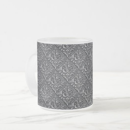 Damask Pattern Schwarzer Hintergrund-23961 Mattglastasse (Vorderseite Links)