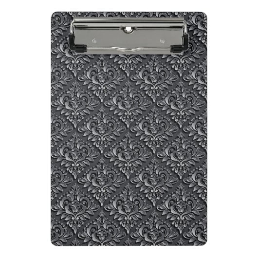 Damask Pattern Schwarzer Hintergrund-23961 Mini Klemmbrett (Vorderseite)