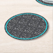 Damask Pattern Schwarzer Hintergrund-23961 Runder Pappuntersetzer (Angewinkelt)