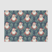 Damask Pattern with Santa Claus Faces Seidenpapier (Vorderseite)