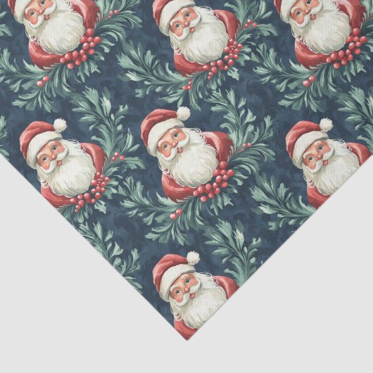 Damask Pattern with Santa Claus Faces Seidenpapier (Ausschnitt)