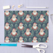 Damask Pattern with Santa Claus Faces Seidenpapier (Handwerk)