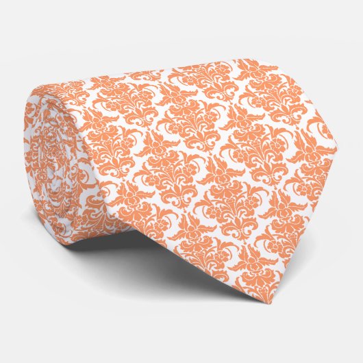 Damask - Peach on White Krawatte (Gerollt)