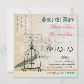 Damask Peacock Bird Cage Wedding Save the Date (Vorderseite)