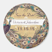 Damask Peacock Eggplant Aqua Speichern Sie die Dat Magnet (Vorne)