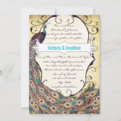 Damask Peacock Elegante Ein perfektes Wochenende i Einladung (Vorderseite)