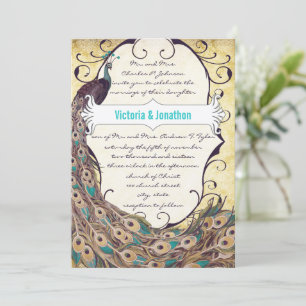 Damask Peacock Elegante Ein perfektes Wochenende i Einladung