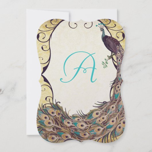 Damask Peacock Elegante Ein perfektes Wochenende i Einladung (Rückseite)