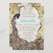 Damask Peacock Elegante Ein perfektes Wochenende i Einladung (Vorne/Hinten)