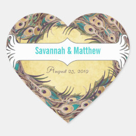 Damask Peacock Elegante Ein perfektes Wochenende i Herz-Aufkleber