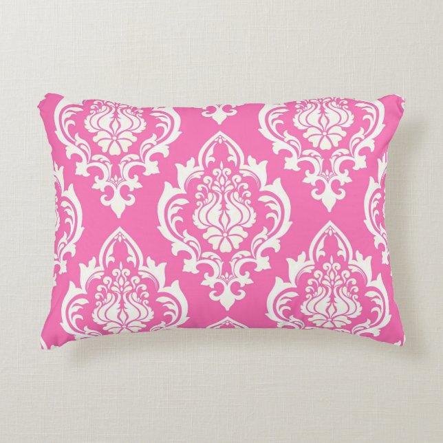 Damask Persian Pink Throw Kissen (Vorderseite)