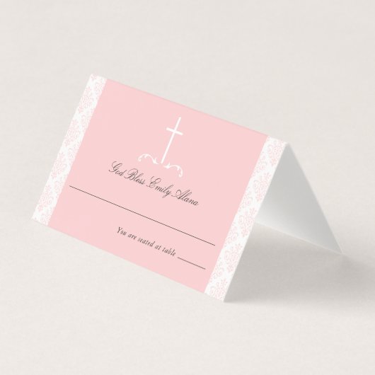 Damask Pink Communion Religious Cross (Vorderseite)