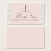 Damask Pink & Creme mit Cross-FAVOR CARD (Vorne & Hinten)
