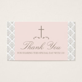 Damask Pink & Creme mit Cross-FAVOR CARD